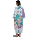 Set-cute-mermaid-seaweeds-marine-inhabitants Maxi Satin Kimono View2