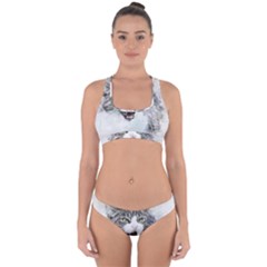 Cat Pet Art Abstract Watercolor Cross Back Hipster Bikini Set by Jancukart