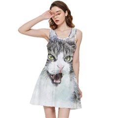 Cat Pet Art Abstract Watercolor Inside Out Racerback Dress by Jancukart