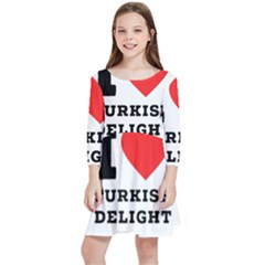 I Love Turkish Delight Kids  Quarter Sleeve Skater Dress by ilovewhateva