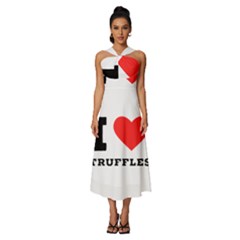 I Love Truffles Sleeveless Cross Front Cocktail Midi Chiffon Dress by ilovewhateva