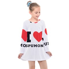 I Love Spumoni Kids  Long Sleeve Dress by ilovewhateva