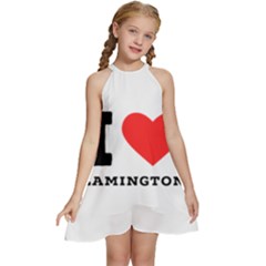 I Love Lamington Kids  Halter Collar Waist Tie Chiffon Dress by ilovewhateva