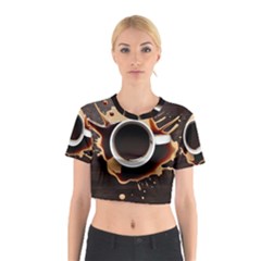 Coffee Cafe Espresso Drink Beverage Cotton Crop Top by Ravend