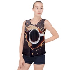 Coffee Cafe Espresso Drink Beverage Bubble Hem Chiffon Tank Top by Ravend