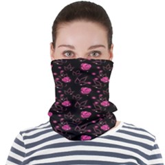 Pink Glowing Flowers Face Seamless Bandana (adult) by Sparkle