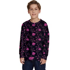 Pink Glowing Flowers Kids  Long Sleeve Jersey by Sparkle