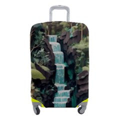 Jungle Tropical Trees Waterfall Plants Papercraft Luggage Cover (small) by Ravend