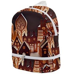 Gingerbread House Gingerbread Christmas Xmas Winter Zip Bottom Backpack by Ravend