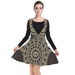 Hamsa-hand-drawn-symbol-with-flower-decorative-pattern Plunge Pinafore Dress by Salman4z