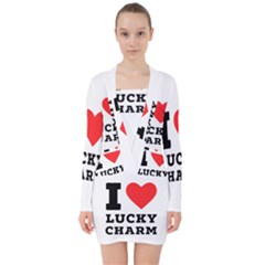 I Love Lucky Charm V-neck Bodycon Long Sleeve Dress by ilovewhateva