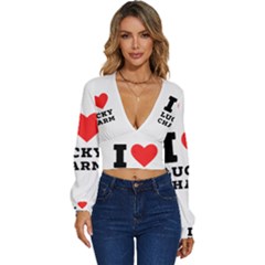 I Love Lucky Charm Long Sleeve Deep-v Velour Top by ilovewhateva