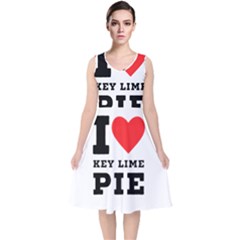 I Love Key Lime Pie V-neck Midi Sleeveless Dress  by ilovewhateva