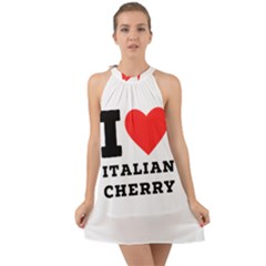 I Love Italian Cherry Halter Tie Back Chiffon Dress by ilovewhateva