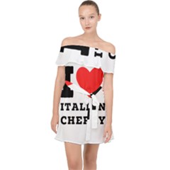 I Love Italian Cherry Off Shoulder Chiffon Dress by ilovewhateva