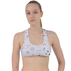 Spaceship Pattern Star Criss Cross Racerback Sports Bra by danenraven