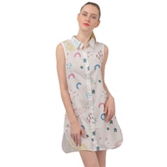 Spaceship Pattern Star Sleeveless Shirt Dress by danenraven