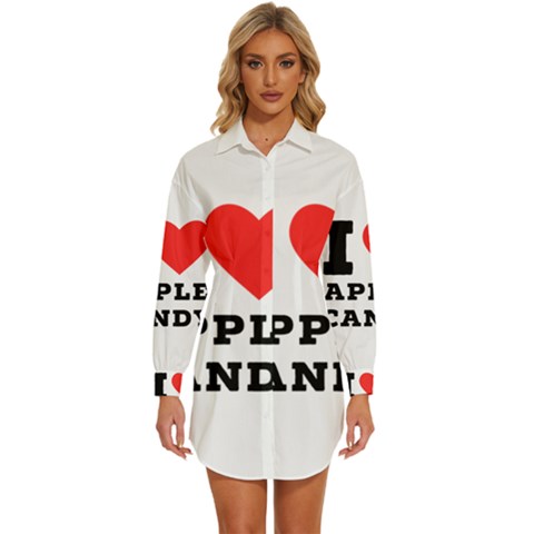 I Love Apple Candy Womens Long Sleeve Shirt Dress by ilovewhateva