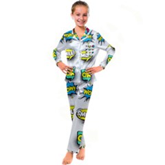 Set-colorful-comic-speech-bubbles Kids  Satin Long Sleeve Pajamas Set by Salman4z