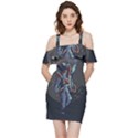 Illustration-drunk-astronaut Shoulder Frill Bodycon Summer Dress View3