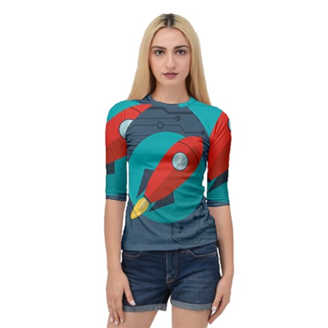 Rocket-with-science-related-icons-image Quarter Sleeve Raglan Tee by Salman4z