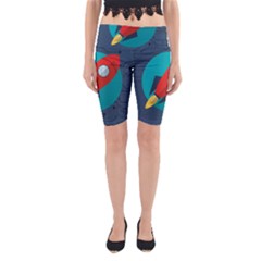 Rocket-with-science-related-icons-image Yoga Cropped Leggings by Salman4z