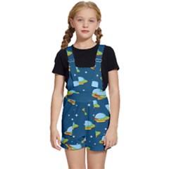 Seamless-pattern-ufo-with-star-space-galaxy-background Kids  Short Overalls by Salman4z