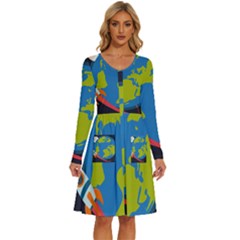 Spaceship-design Long Sleeve Dress With Pocket by Salman4z