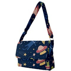 Seamless-pattern-with-funny-aliens-cat-galaxy Full Print Messenger Bag (l) by Salman4z