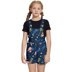 Seamless-pattern-with-funny-aliens-cat-galaxy Kids  Short Overalls by Salman4z