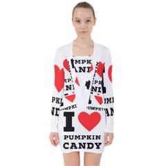 I Love Pumpkin Candy V-neck Bodycon Long Sleeve Dress by ilovewhateva