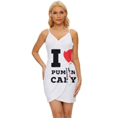 I Love Pumpkin Candy Wrap Tie Front Dress by ilovewhateva