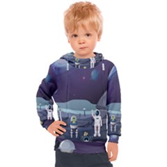 Alien-astronaut-scene Kids  Hooded Pullover by Salman4z