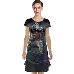 Illustration-astronaut-cosmonaut-paying-skateboard-sport-space-with-astronaut-suit Cap Sleeve Nightdress by Salman4z