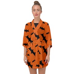 Halloween-card-with-bats-flying-pattern Half Sleeve Chiffon Kimono by Salman4z