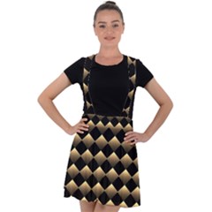 Golden Chess Board Background Velvet Suspender Skater Skirt by pakminggu