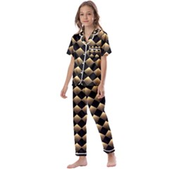 Golden Chess Board Background Kids  Satin Short Sleeve Pajamas Set by pakminggu