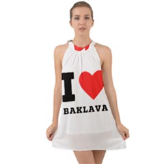 I Love Baklava Halter Tie Back Chiffon Dress by ilovewhateva