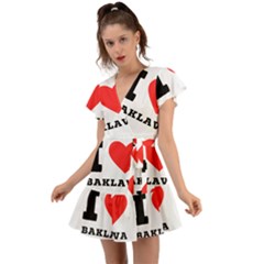 I Love Baklava Flutter Sleeve Wrap Dress by ilovewhateva