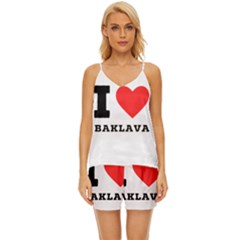 I Love Baklava V-neck Satin Pajamas Set by ilovewhateva