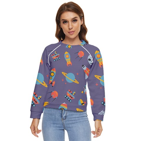 Space-seamless-pattern Women s Long Sleeve Raglan Tee by Salman4z