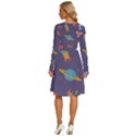 Space-seamless-pattern Long Sleeve Dress With Pocket View4