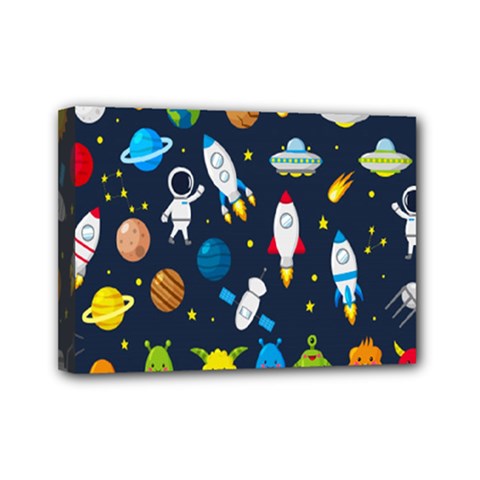 Big-set-cute-astronauts-space-planets-stars-aliens-rockets-ufo-constellations-satellite-moon-rover-v Mini Canvas 7  X 5  (stretched) by Salman4z