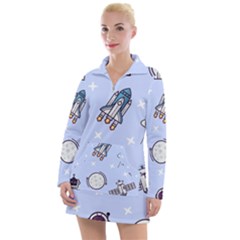 Seamless-pattern-with-space-theme Women s Long Sleeve Casual Dress by Salman4z