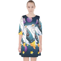 Spaceship-astronaut-space Quarter Sleeve Pocket Dress by Salman4z