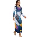 Spaceship-astronaut-space Long Sleeve Longline Maxi Dress View3