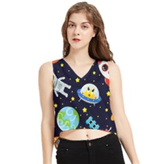 Space-seamless-pattern   - V-neck Cropped Tank Top by Salman4z