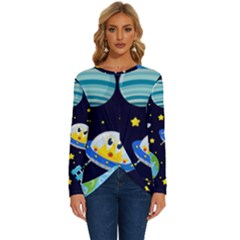 Space-seamless-pattern   - Long Sleeve Crew Neck Pullover Top by Salman4z