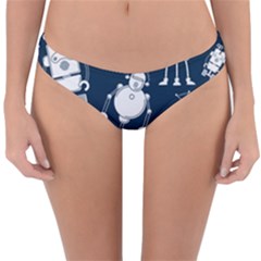 White-robot-blue-seamless-pattern Reversible Hipster Bikini Bottoms by Salman4z