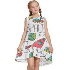 Space-cosmos-seamless-pattern-seamless-pattern-doodle-style Kids  Frill Swing Dress by Salman4z